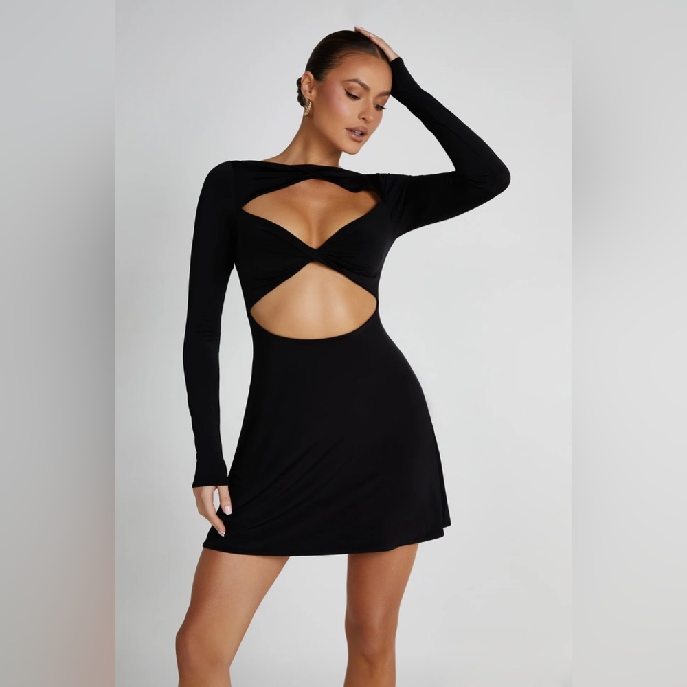 NEW! Meshki ‘Eleanor’ Twist Front Mini Dress - Black